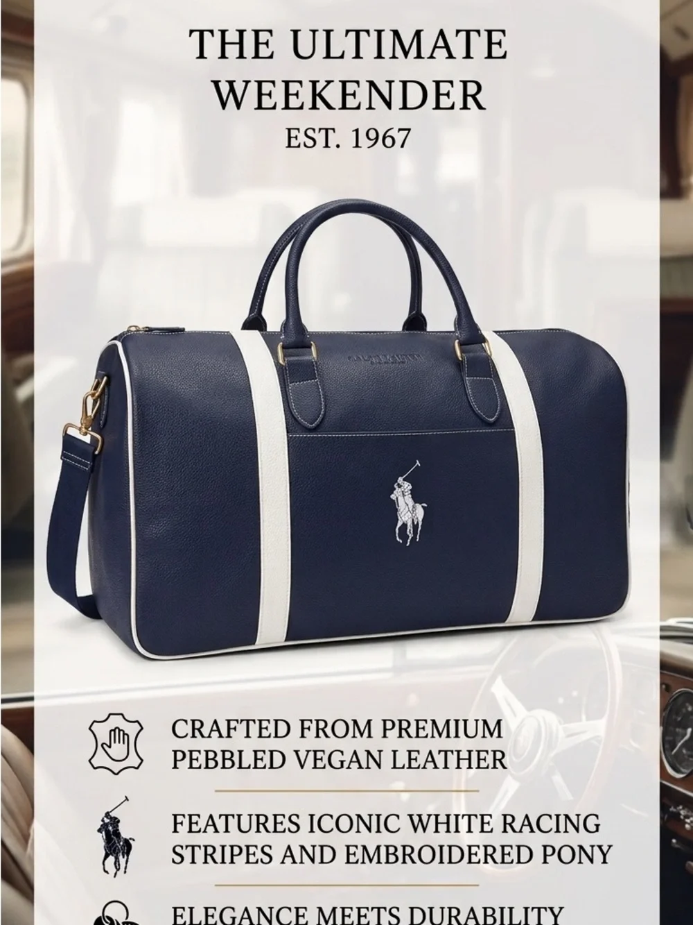 Polo by Ralph Lauren Navy and White Duffel Bag